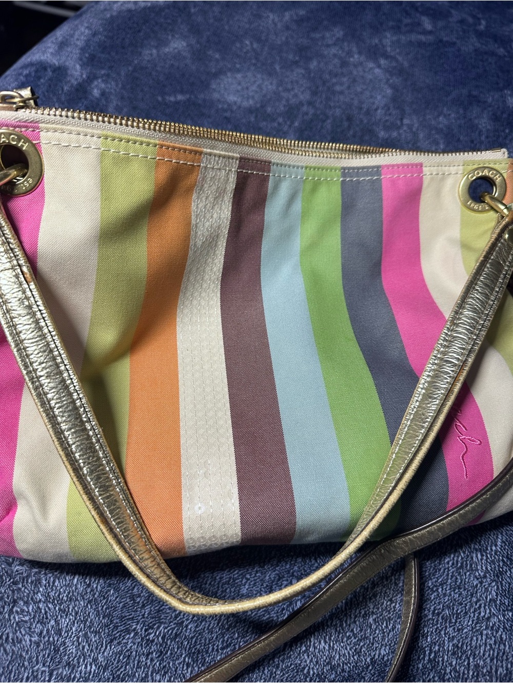 Coach Poppy Legacy Striped Sequined Hippie Purse - Picture 14 of 16